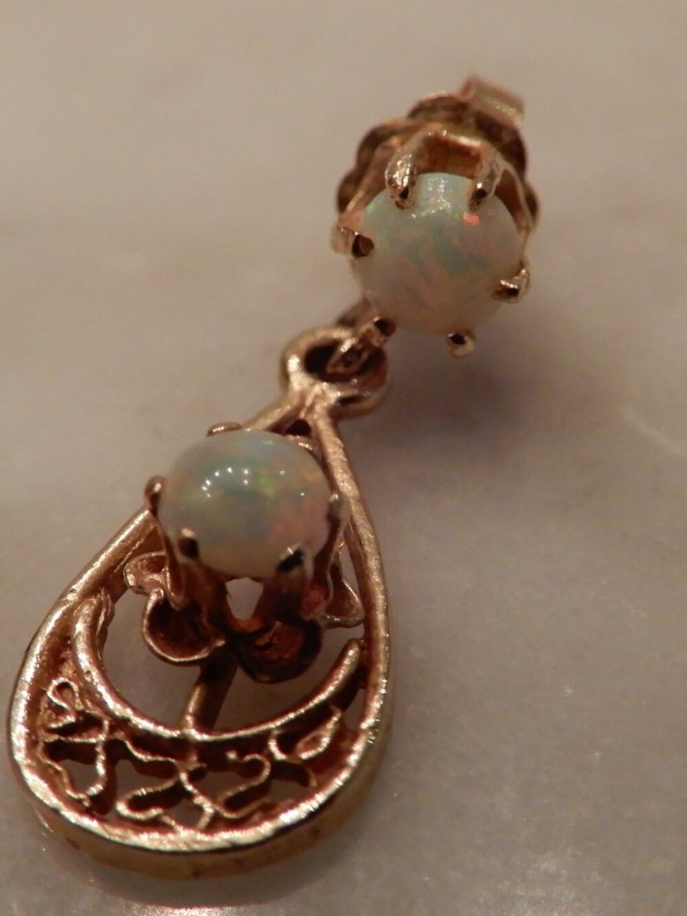 14 Karat Yellow Gold and Opal Single Earring